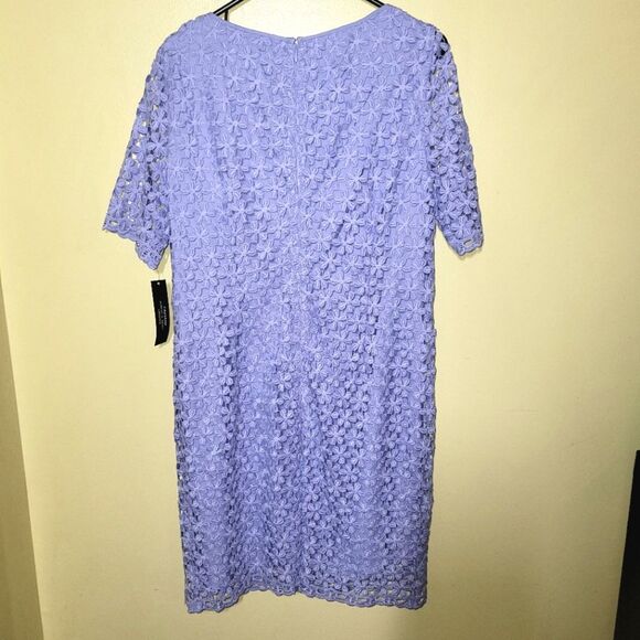New Tahari Purple Floral Lace Overlay Dress 10 - Picture 11 of 13